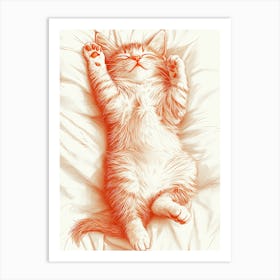 Cat Sleeping On The Bed Art Print