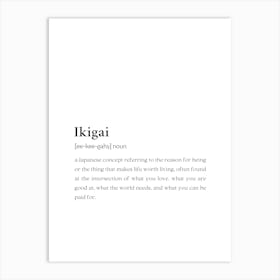 Ikigai Definition Wall Art Print