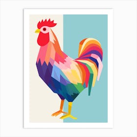 Colourful Geometric Bird Chicken 3 Art Print