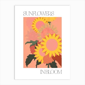 Sunflowers In Bloom Flowers Bold Illustration 1 Art Print