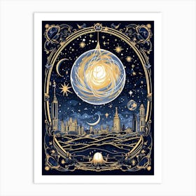 Philadelphia, United States, Tarot Card Travel  Line Art 1 Art Print