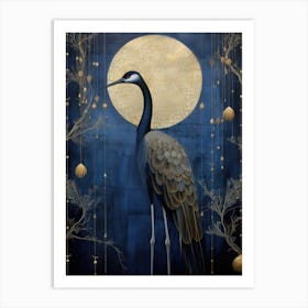 Crane At The Moon Art Print