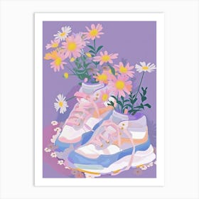 Retro Sneakers With Flowers 90s 2 Art Print