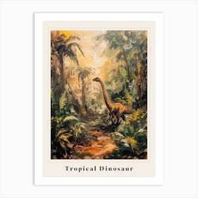 Dinosaur In A Tropical Jungle Painting Poster Art Print