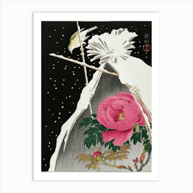 Siberian Bluechat Next To A Peony (1925 1936), Ohara Koson Art Print