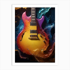 4x Splash Art A Liquid Portrait Of An Guitar Mad (1) Art Print