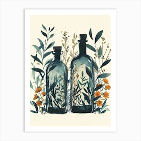 Cute Herbs & Oil Watercolour Illustration Art Print