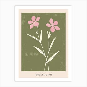 Pink & Green Forget Me Not 3 Flower Poster Art Print