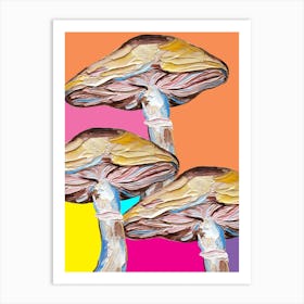 Mushrooms On Rainbow Quilt Art Print