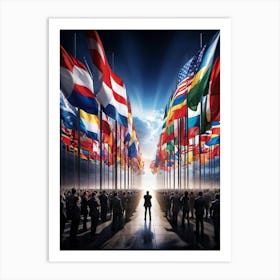 A Monumental Assembly Of Global Country Flags Arranged In A Harmonious Panorama Of Unity And Divers (7) Art Print