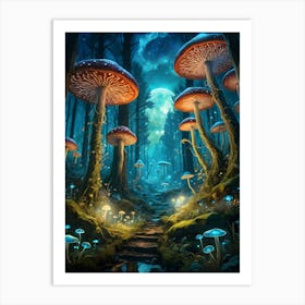 Mushrooms In The Forest II Art Print