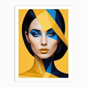 Geometric Woman Portrait Pop Art Fashion Yellow (6) Art Print