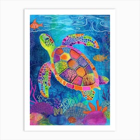 Rainbow Doodle Sea Turtle 2 Art Print