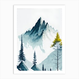 Mountain And Forest In Minimalist Watercolor Vertical Composition 299 Art Print