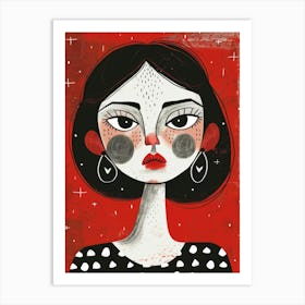 Girl With Polka Dots 3 Art Print