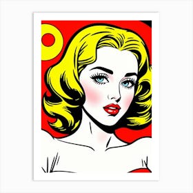 Electric Allure: A Woman’s Close-Up in Pop Art Form Pop Art Art Print