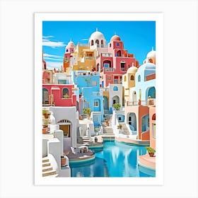 Colorful Houses In Santorini Art Print