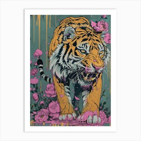 Tiger With Flowers 7 Art Print