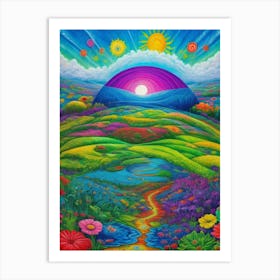 Psychedelic Colorful Landscape 1 Art Print