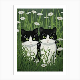 Two Cats In The Grass Art Print