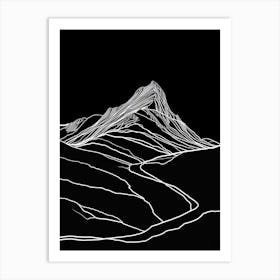 Beinn Ghlas Mountain Line Drawing 2 Art Print