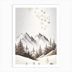 Snowflakes, In The Mountains, Snowflakes, Marker Art 1 Art Print