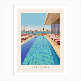 Barcelona Spain 2 Midcentury Modern Pool Poster Art Print