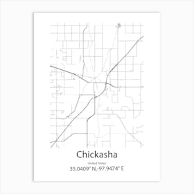 Chickasha,United States Minimalist Map Art Print