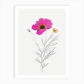 Cosmos Floral Minimal Line Drawing 2 Flower Art Print