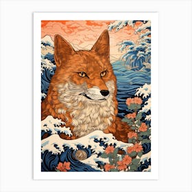 Swift Fox Japanese Illustration 2 Art Print