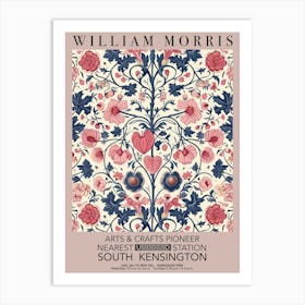 William Morris Valentines Gift Red Pink And Blue Flowers Art Print