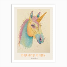 Pastel Storybook Style Unicorn 9 Poster Art Print