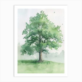 Lime Tree Atmospheric Watercolour Painting 2 Art Print