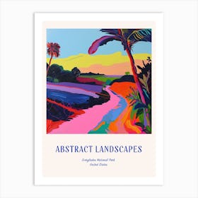 Colourful Abstract Everglades National Park Usa 3 Poster Blue Art Print