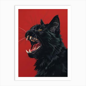 Black Cat Scream Art Print