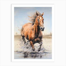 A Horse Painting In The Style Of Wet On Wet Technique3 Art Print