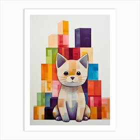 Dreamy Cat Whispers In Pastels Art Print