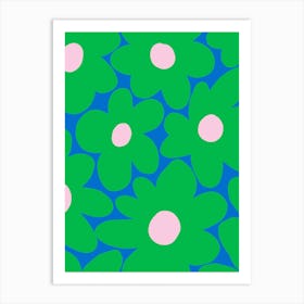 Abstract Green And Pink Flowers Art Print