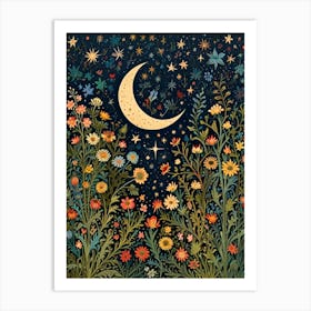 William Morris Moon And Flowers 5 Art Print