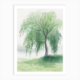 Willow Tree Atmospheric Watercolour Painting 8 Art Print