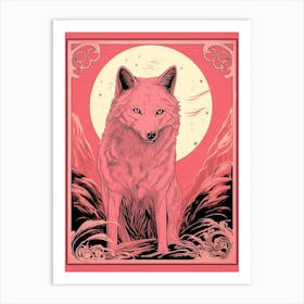 Red Wolf Tarot Card 3 Art Print