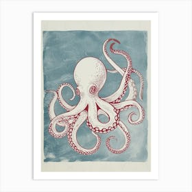 Brushstrokes Octopus Vintage 1 Art Print