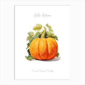 Hello Autumn Carnival Squash Pumpkin Watercolour Illustration 1 Art Print