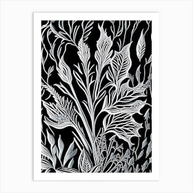 Lavender Leaf Linocut 3 Art Print