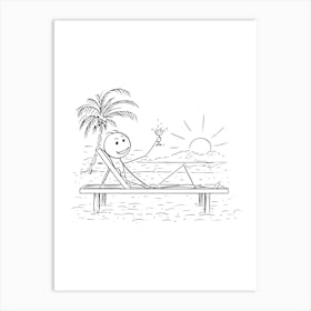 Man Relaxing On The Beach. Art Print