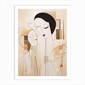 Mother And Daughter Abstract Art Print