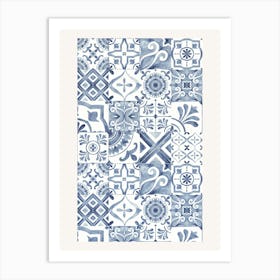 Blue And White Tile Art Print