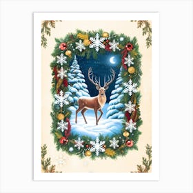 William Morris Christmas Deer Art Print