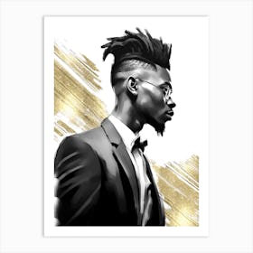 Black Man with Gold Abstract 9 Art Print