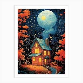 House At Night 1 Art Print